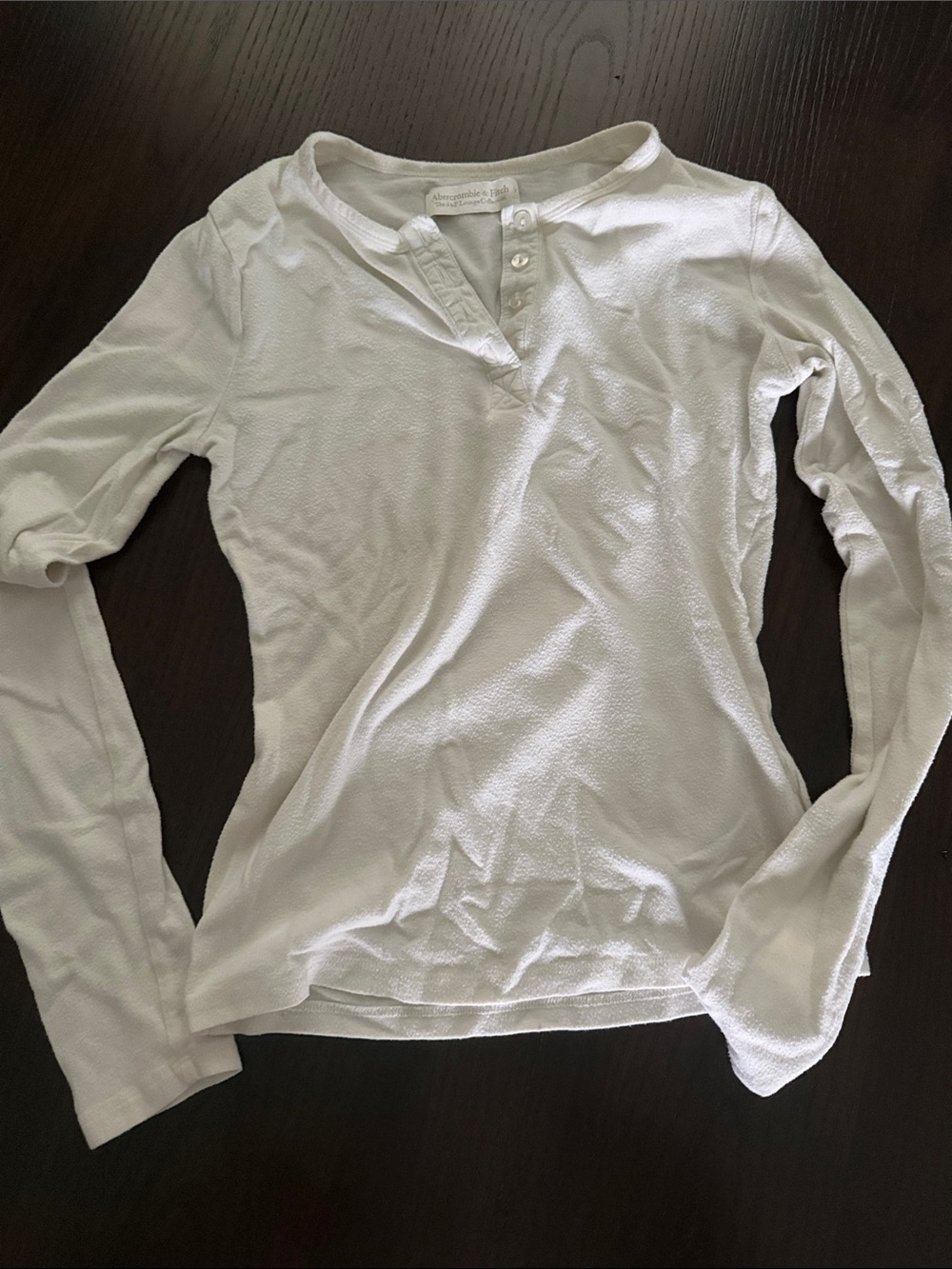 Abercrombie & Fitch White Long-Sleeve Textured Henley